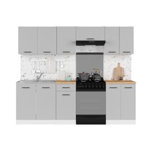 Kuchyně JAMISON 180/240 cm bez pracovní desky, bílá/světle šedý lesk