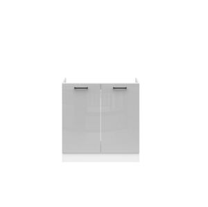 JAMISON, skříňka pod dřez 80 cm bez pracovní desky, bílá/světle šedý lesk