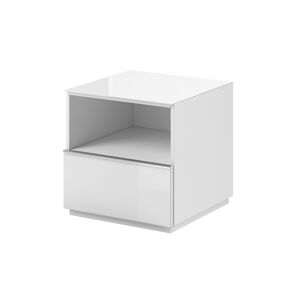 DEJEON televizní stolek 1S, bílá/bílé sklo