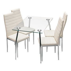 Jídelní stůl GRANADA + 4 židle MILÁNO krémově bílá