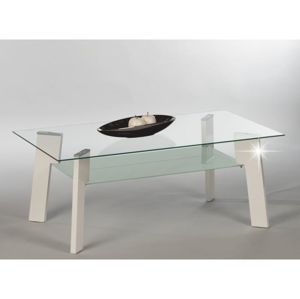 ADELO konferenční stolek, sklo/bílý lesk