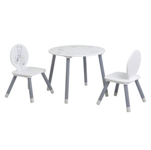 BEAR set 2 židlí a stolečku, bílá s obrázky/šedá set 2 židlí a stolečku, bílá s obrázky/šedá