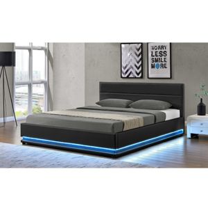 BIRGET čalouněná postel s roštem 163x200 cm, černá