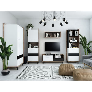 Obývací pokoj KNUT 2, craft tobaco/bílá/černá, 5 let záruka