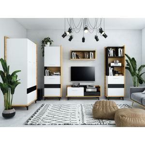 Obývací pokoj KNUT 2, dub artisan/bílá/černá, 5 let záruka