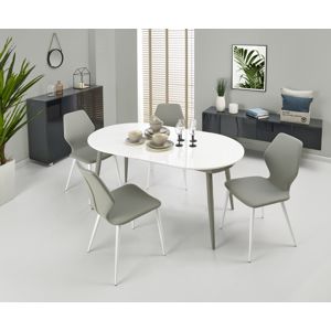 Jídelní stůl rozkládací CRISPIN, 160/200x90 cm, bílá/šedá
