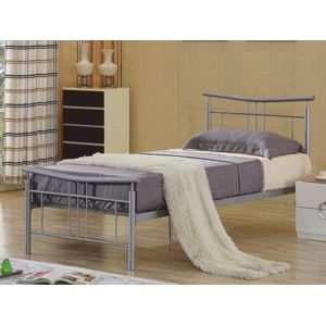 DORADO kovová postel s roštem 90x200 cm, stříbrný kov