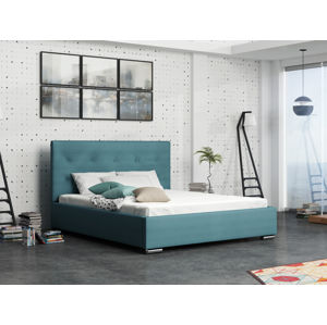 Čalouněná postel SOFIE 1 180x200 cm s roštem, modrá látka