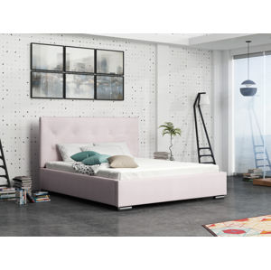 Čalouněná postel DANGELO 1 140x200 cm, růžová látka DOPRODEJ