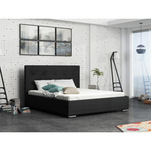 Čalouněná postel DANGELO 1 180x200 cm, černá látka