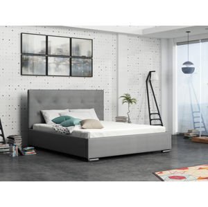 Čalouněná postel SOFIE 1 160x200 cm s roštem a matrací, šedá látka