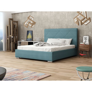 Čalouněná postel DANGELO 5 180x200 cm, modrá látka