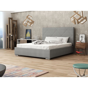 Čalouněná postel DANGELO 5 140x200 cm, šedá látka