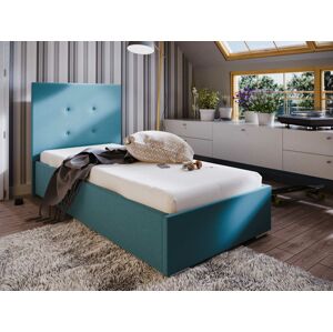 Čalouněná postel DANGELO 1 90x200 cm, modrá látka
