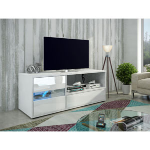 GLOBAL 1 televizní stolek, bílá/bílý lesk