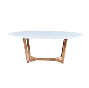 GLOSY konferenční stolek, bílý lesk/dub sonoma