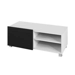 Televizní stolek GORDIA RTV1D, bílá/černý lesk