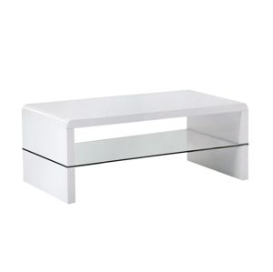 BELITUNG konferenční stolek, bílý lesk/sklo