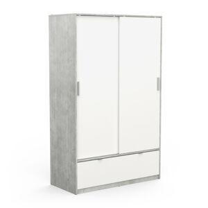 Kombinovaná šatní skříň HIPPAH 2, šedý beton/bílá mat