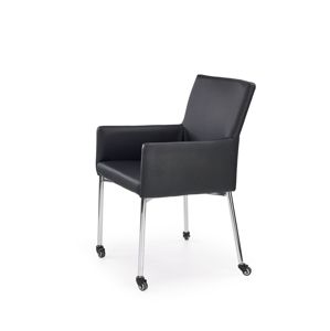 Jídelní židle na kolečkách K-256, černá