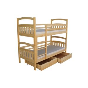 Patrová postel včetně roštů KÁRL DUO 90x200 cm, masiv borovice