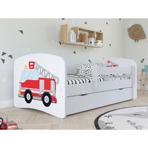 Dětská postel s motivem hasičů BABYDREAMS 70x140 cm, bílá -  Bed without mattress STRAŻ POŻARNA
