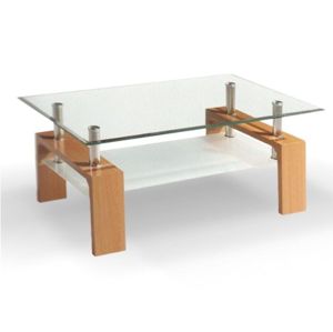 LIBOR konferenční stolek, sklo/buk