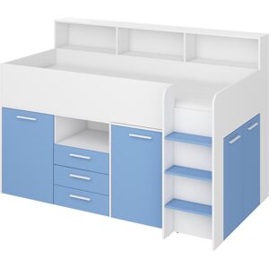 Multifunkční patrová postel DAGOBERT, pravá, bílá/sv. modrá, 5 let záruka