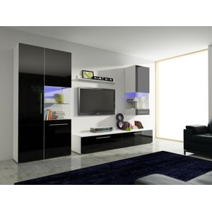 Obývací pokoj NICEA 2, bílá/černý lesk