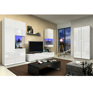 Obývací pokoj NICEA 4, bílá/bílý lesk