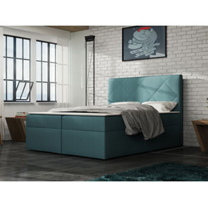 Čalouněná postel BAX 160x200 cm s matrací, tyrkysová látka