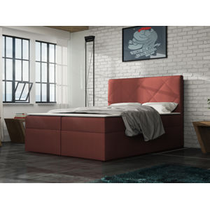 Čalouněná postel BAX 180x200 cm s matrací, červená látka