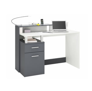 ORACLE, psací stůl šíře 120 cm, bílá/grafit, psací stůl šíře 120 cm, bílá/grafit
