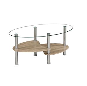PANTY NEW konferenční stolek, ocel/sklo/dub sonoma