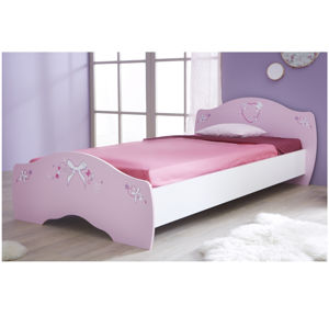 PAPILLON, postel 90x190, bílá/růžová, postel 90x190, bílá/růžová
