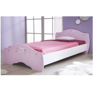 PAPILLON, postel 90x190/200, bílá/růžová, postel 90x190/200, bílá/růžová