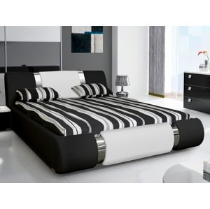 Čalouněná postel RIVA II 160x200 cm, bílá ekokůže/černá ekokůže