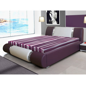 Čalouněná postel RIVA II 160x200 cm, bílá ekokůže/fialová ekokůže