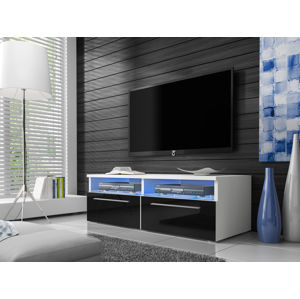Televizní stolek RTV 6, bílá/černý lesk