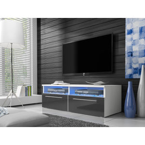 Televizní stolek RTV 6, bílá/šedý lesk