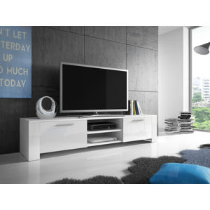 Televizní stolek RTV 9, bílá/bílý lesk