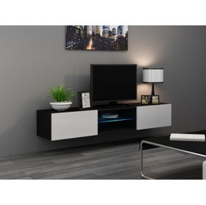 Televizní stolek VIGO SKLO "180", černá/bílý lesk