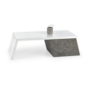 Konferenční stolek SEDIA, bílý lesk/šedá