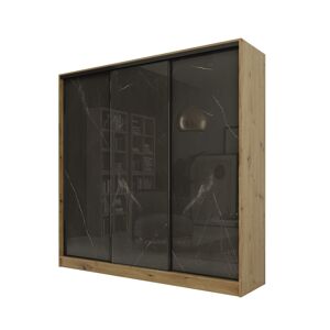 Šatní skříň MATTIA 200 bez zrcadla, dub artisan/kámen