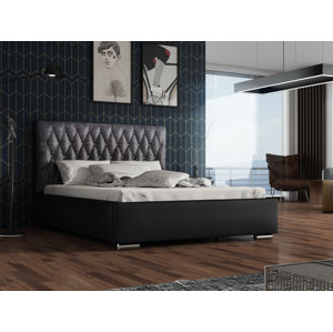 Čalouněná postel TOKIO 160x200 cm, černá látka/černá ekokůže