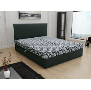 Čalouněná postel JERRY 160x200, šedá látka se vzorem/černá ekokůže