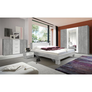 VERA ložnice s postelí 180x200 cm, beton colorado/bílá