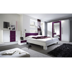 VERA postel 160x200 cm s nočními stolky, bílá/fialová