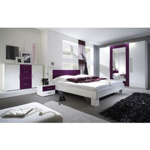 VERA ložnice s postelí 160x200, bílá/fialová