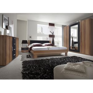 WILDER ložnice s postelí 160x200 cm, červený ořech/černá